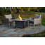 Heron 42" Square Gas Fire Pit Chat Table With Clear Glass Fire Beads