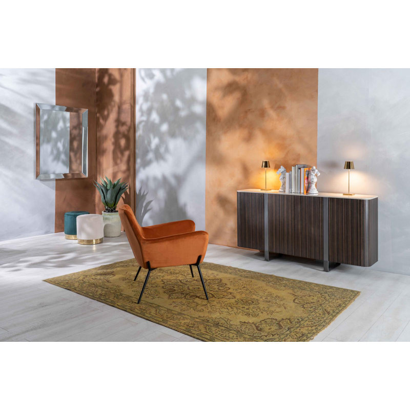 Dalayza 160cm Sideboard, White Marble/Ebony