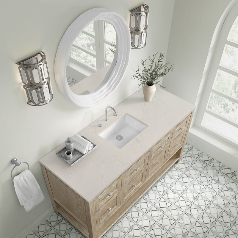 Breckenridge 60'' W Single Vanity, Whitewashed Oak, Siberian, Widespread