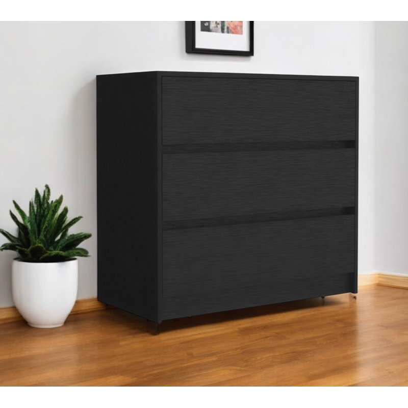  Commode 3 tiroirs noire 33 po