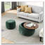 2-Piece Set Round Chenille Storage Ottoman, Equipped with a Drum Shaped Small Stool-1397108813