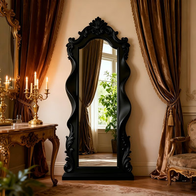 70.87"Black eco-friendly glass mirror frame with irregular shape for full-length mirror