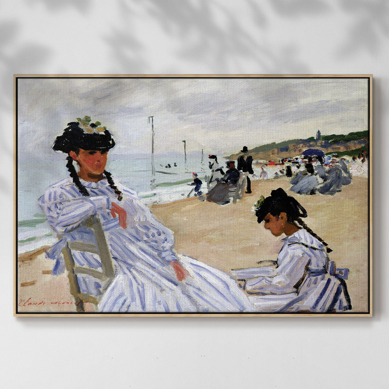 Monet, reproduction d'art encadrée sur toile par Claude Monet, Naturel, H 25 po x l 37 po x P 2 po