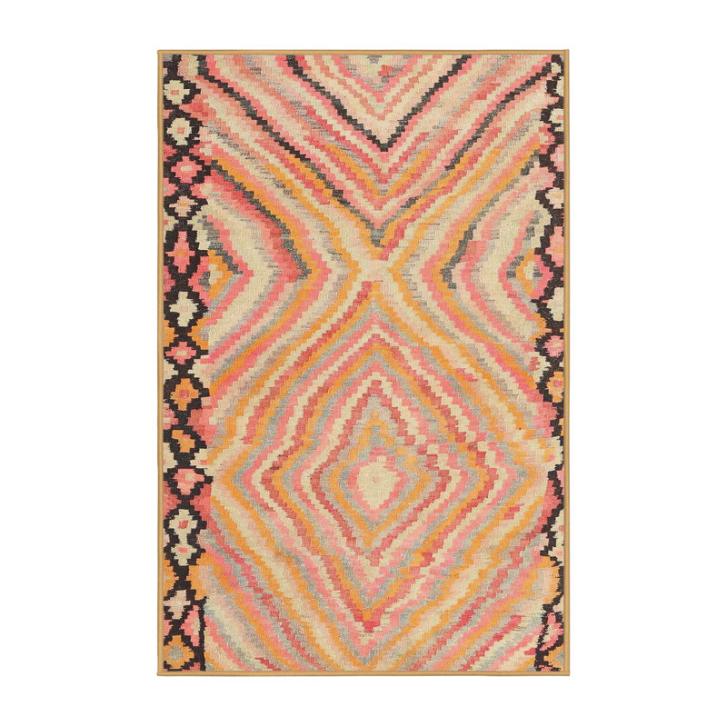 Tapis orange/rouge/noir contemporain, Rectangle 4 pi x 6 pi
