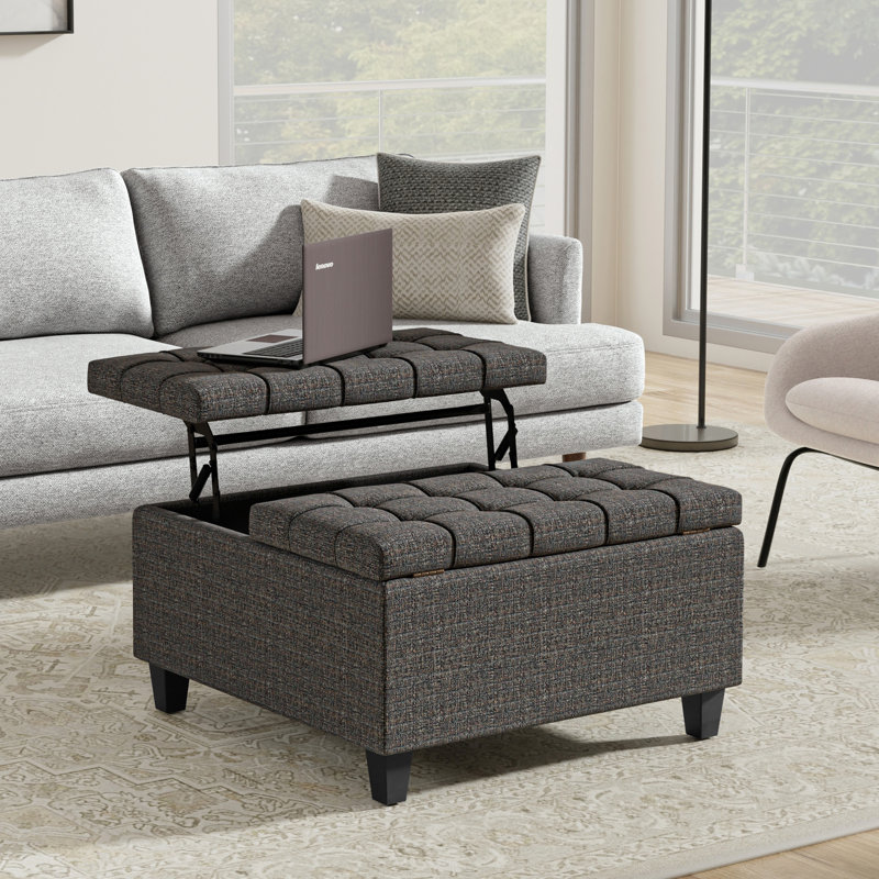 Table basse avec repose-pieds Harrison, Ébène, H 16,5 po x L 30 po x l 30 po