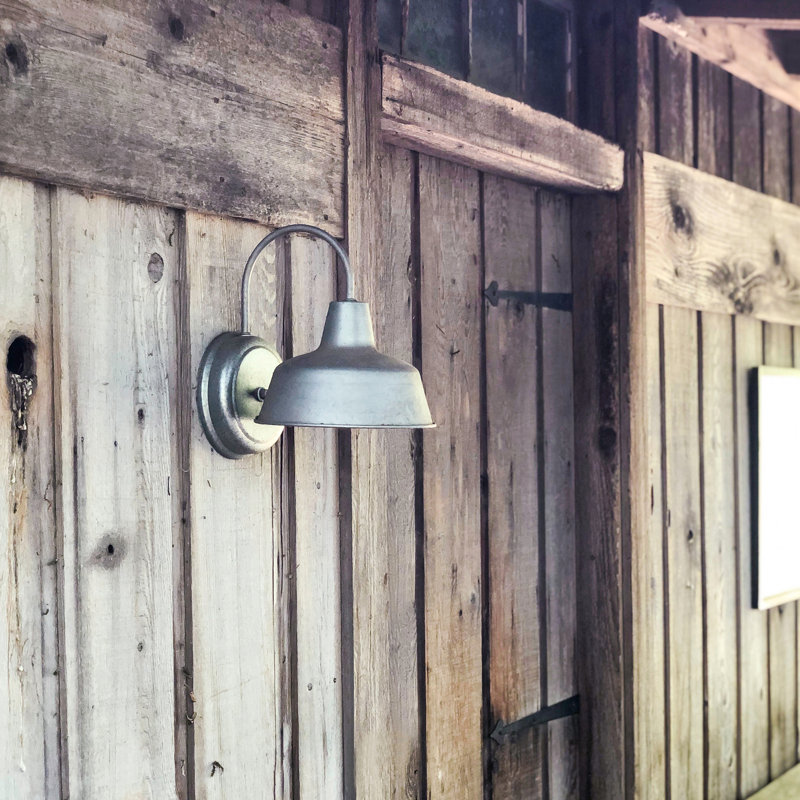 Luminaire de grange d'extérieur Jaklynn, Galvanisé, H 13,13 po x l 10,38 po x P 12,63 po