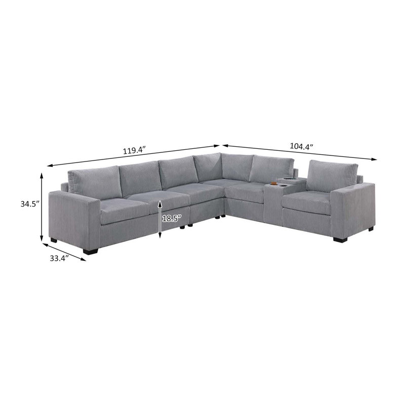 Ensemble modulaire 4 pièces 4 pièces, Velours côtelé gris pâle