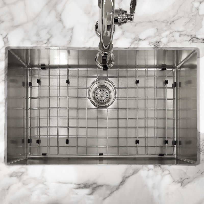  Whitehaus Collection 30" Undermount or Drop-in Single Bowl 16 Gauge Stainless Steel Kitchen Sink Set