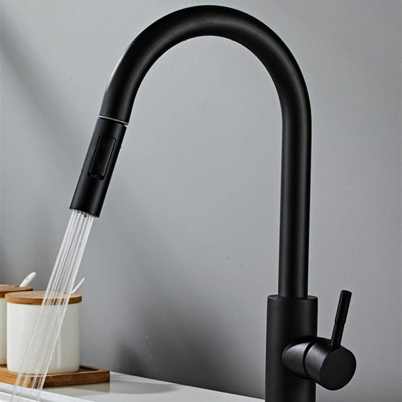 Robinet de cuisine rétractable Allora USA, Noir mat
