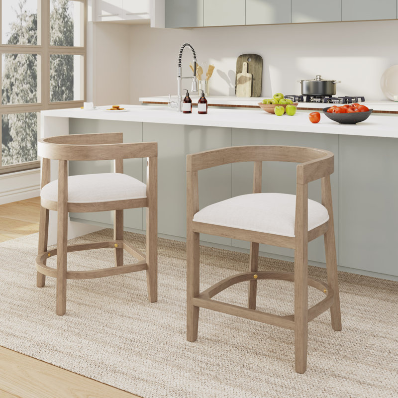 Gurseese Rubberwood Counter Stool, Counter Stool (25.25" Seat Height), Light Ash