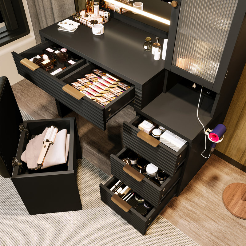 Bureau de coiffeuse 43,5 "avec miroir et lumières