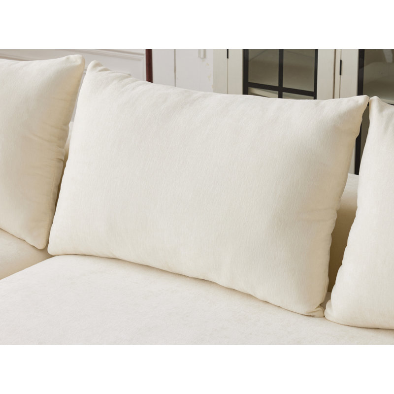 2 - Piece 107.8" L-Shaped Upholstered Sectional Sofa Couch, White Chenille
