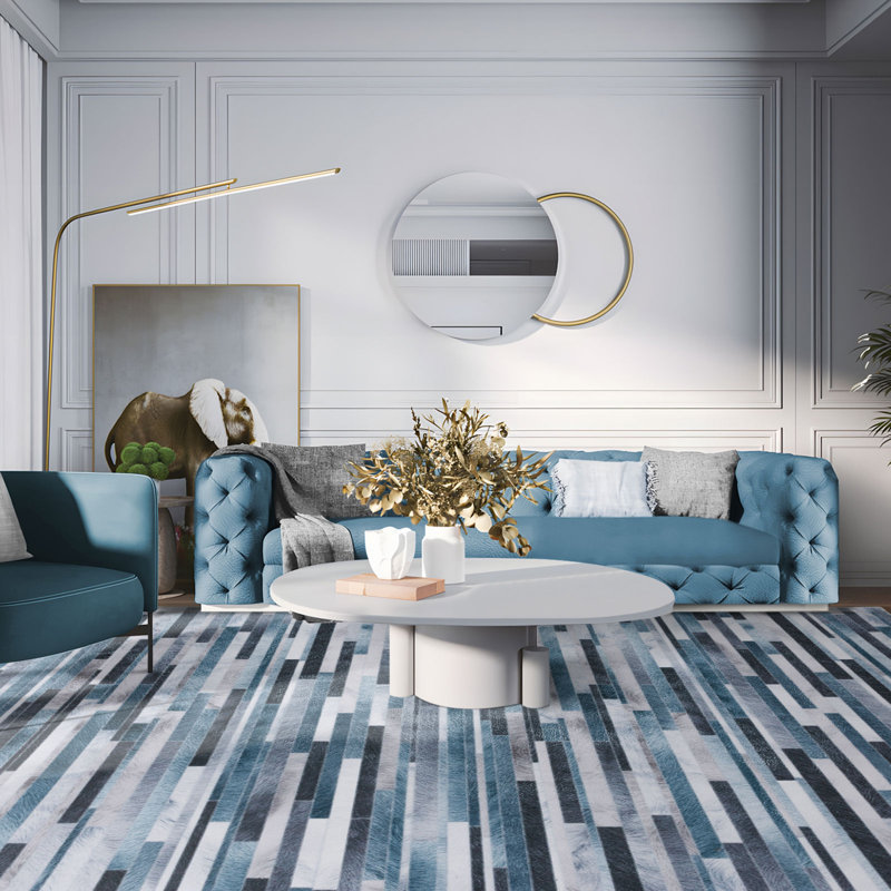 Tapis moderne à rayures géométriques lavable à la machine, Rectangle 9 pi x 12 pi