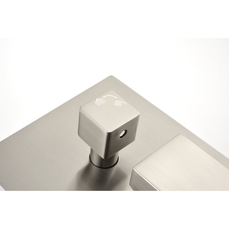 Two - Function Solid Brass Shower Diverter Valve With 2 Entrances And Balanced Filter, Rough In Handle Brushed Nickel Outlets 1/2 Standard Thread, Replacement