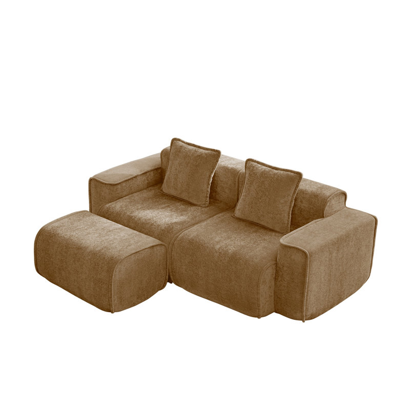 Canapé modulaire Velvet, H 31,1 po x l 78,74 po x P 59,84 po, Brun