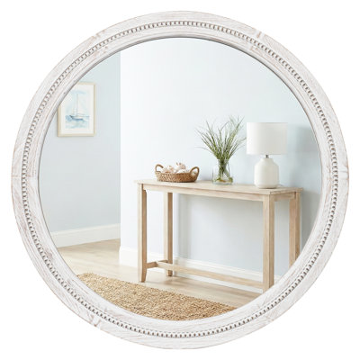 Miroir mural rond en bois massif