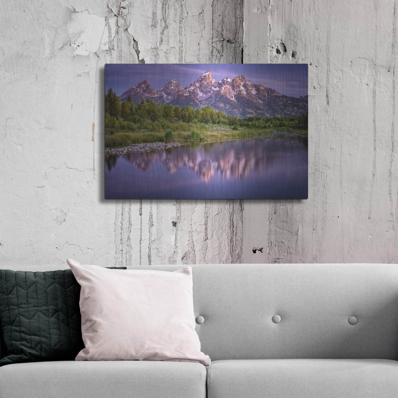 «Reflecting Tetons» par Rick Berk, art mural en métal, H 24 po x l 36 po