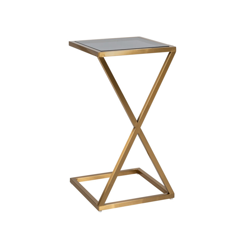 End Table, Gray/Brushed Gold