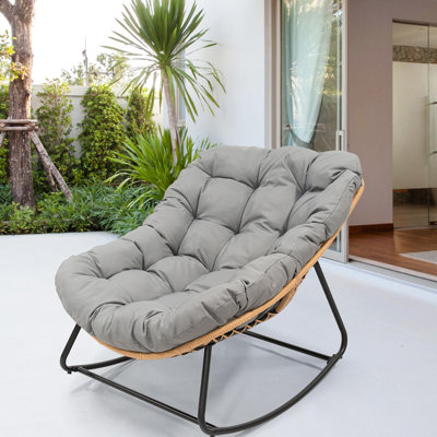 Outdoor Wicker Rocking Chair With Cushion by Latitude Run
