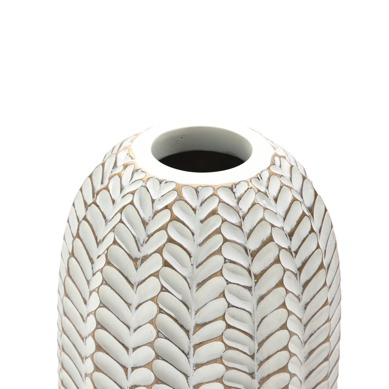 Modern Polyresin Decorative Vase with Geometric Pattern for Home Decor, 17.3" H x 7.3" W x 7.3" D
