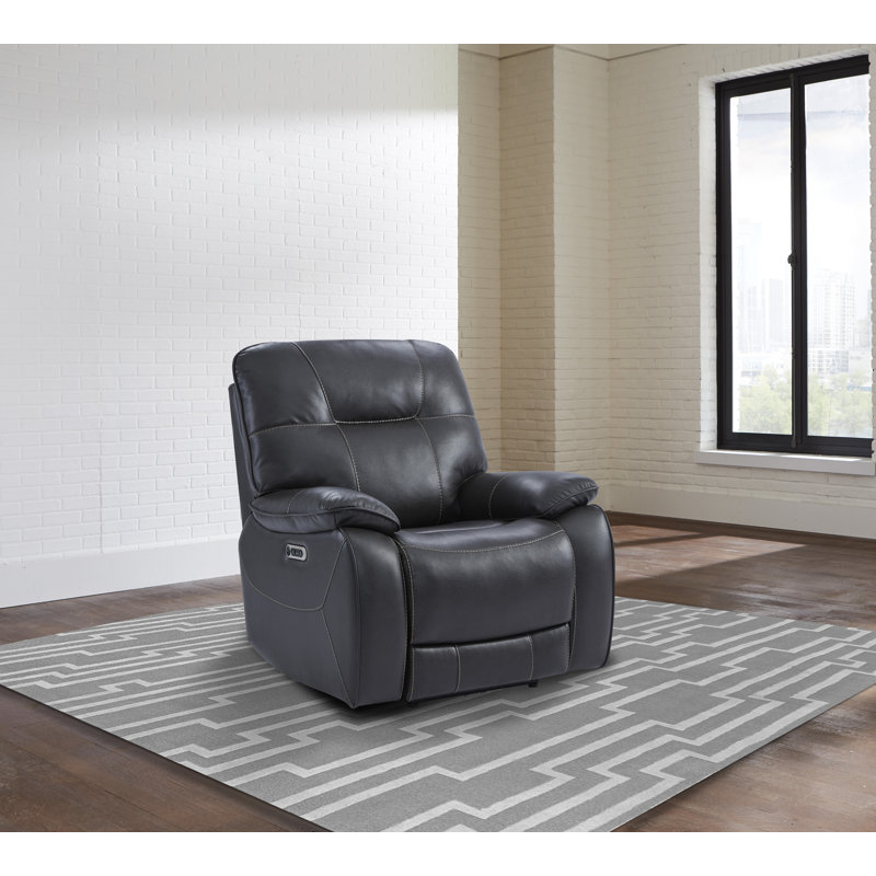 Hurdsfield 39" Upholstered Power Recliner with Adjustable Headrest with Pillow Top Arms, Black