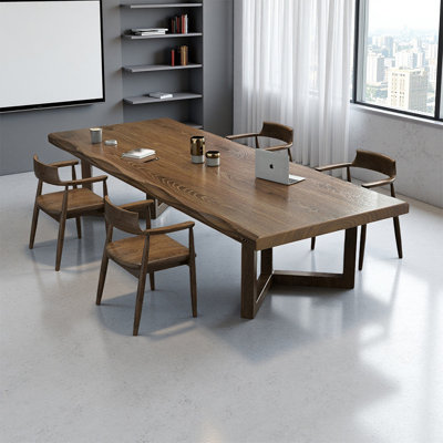 Nut-brown Rectangular Solid Wood Conference Table by Latitude Run