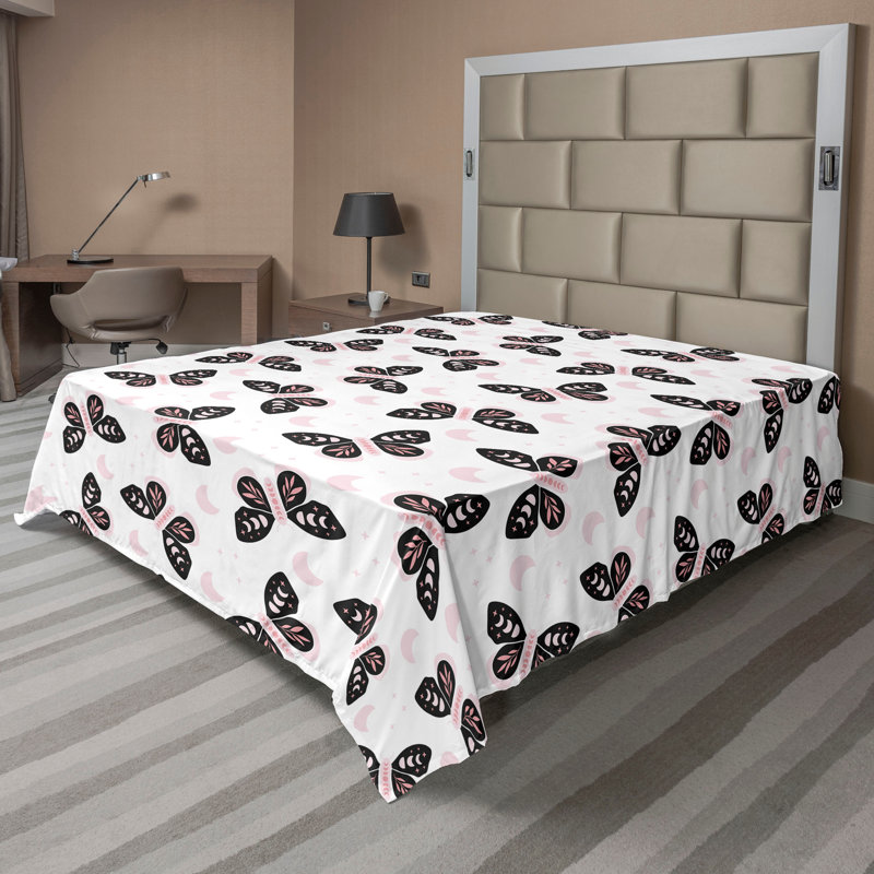 Drap Ambesonne Boho Moth, Drap plat pour très grand lit californien