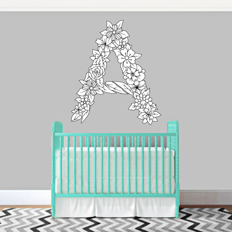 Adhésif décoratif floral monogramme, H 36 po x l 36 po, Oui