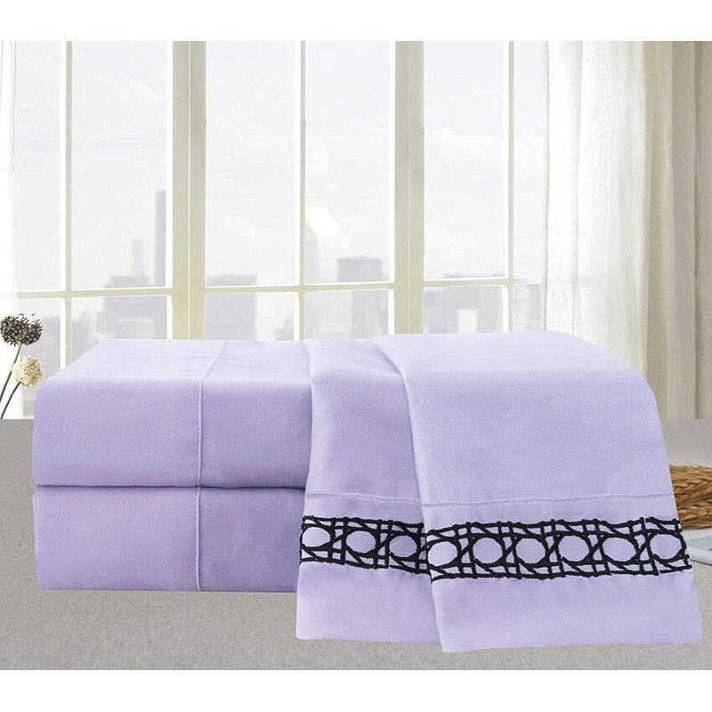 Ensemble de draps en microfibre percale, Complète, Lilas