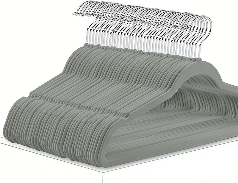 Cintre en velours pour la maison, paquet de 50, Gris