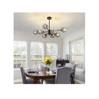 8 - Light Iron Dimmable Sputnik Modern Linear Chandelier