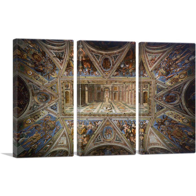 Ceiling of Constantine Sala Di Costantino Musées du Vatican par Raphael - ensemble de 3 reproductions d'art sur toiles tendues