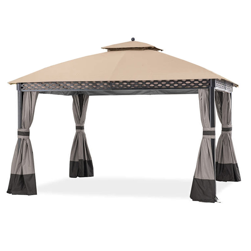 Beige Whisper Polyester Two-Tiered Replacement Canopy for Pinehurst Gazebo