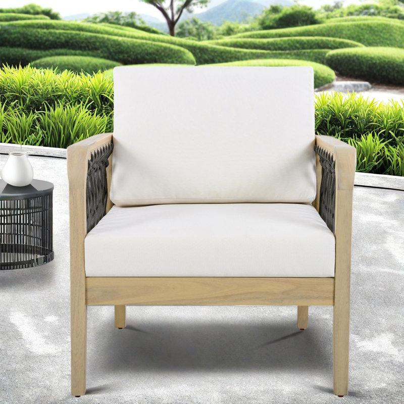 Chaises longues Comfort, chaises de patio modernes en corde de bois d'acacia