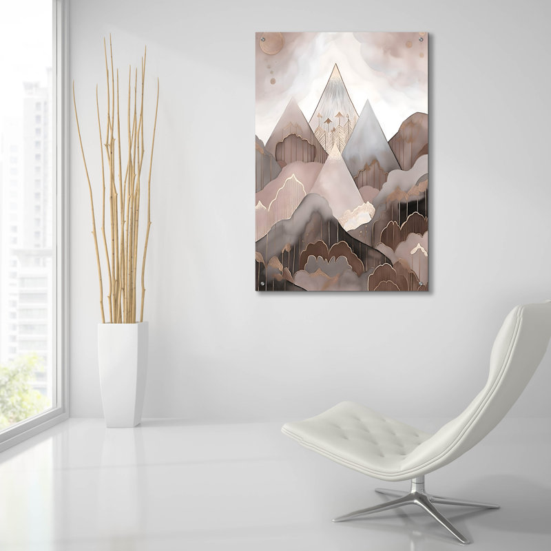 Winston Porter «Boho Mountain 6» par Petals Prints Design, art mural en verre acrylique, ACR-43827
