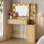 Bureau de meuble-lavabo moderne de 39 po avec miroir à DEL réglable 3 couleurs et station de charge multi-ports, 5 tiroirs et tablettes latérales ouvertes-131076653
