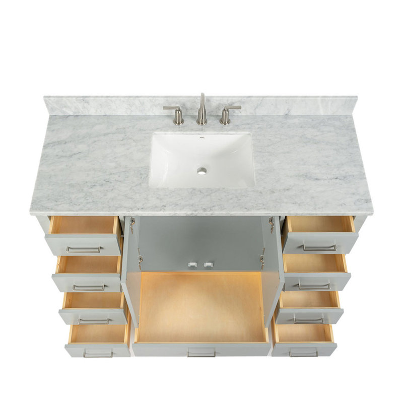 Flynt Single Bathroom Vanity Set, Gray/Brushed Nickel, Rectangular, 55" W