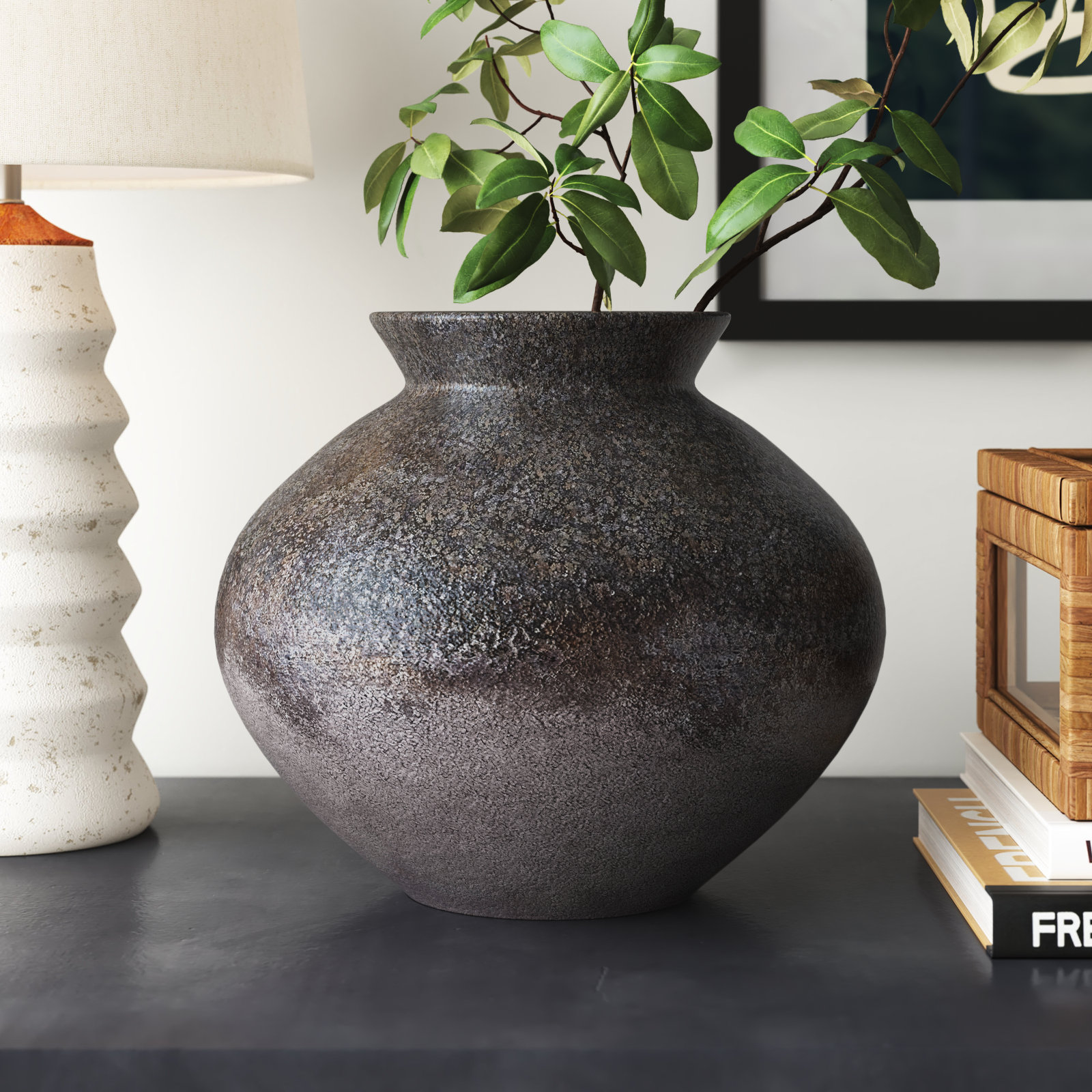 Donia Handmade Terracotta Table Vase, 8.25" H x 9.5" W x 9.5" D