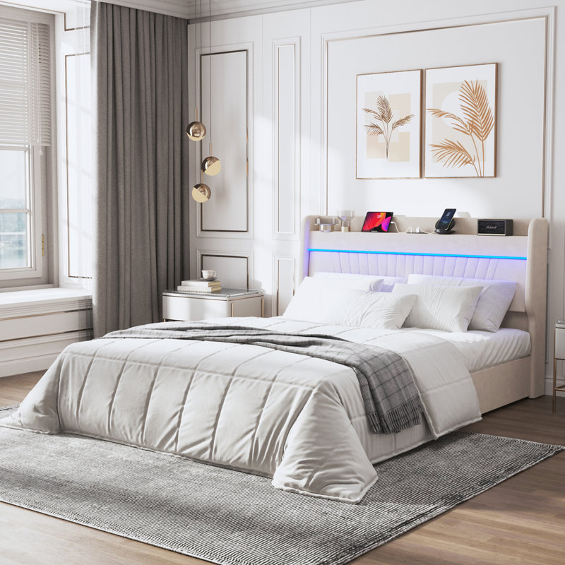 Upholstered Bed Frame With Multiple Functionalities