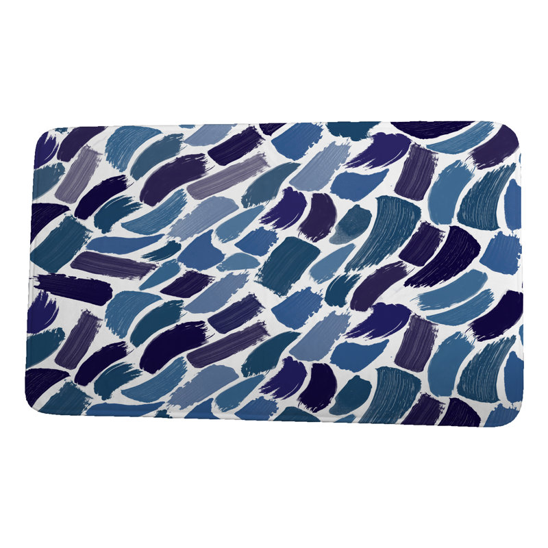 Tapis pour salle de bain wissem, l 24 po x L 17 po, Bleu