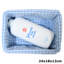 White Wicker Storage Basket with Blue Gingham Lining - 24x18x12cm