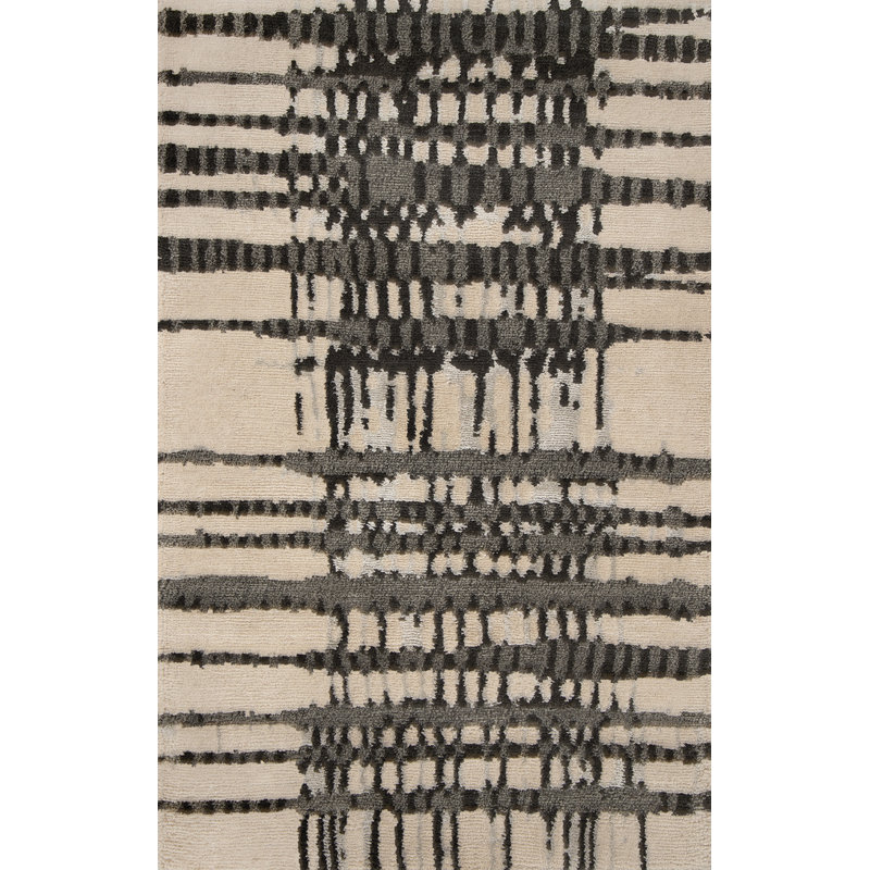 Contemporary Hand Knotted Striped Area Rug, Rectangle 8' x 10'