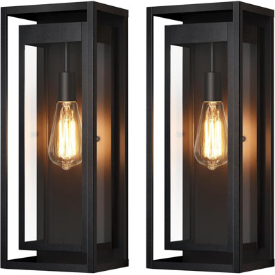 2 Pack Large Size Matte Black Outdoor Sconce Lights
