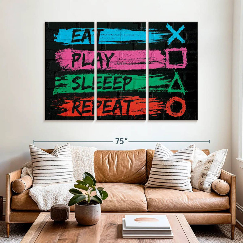Senne Eat Play Sleep Repeat, 42" H x 65" W