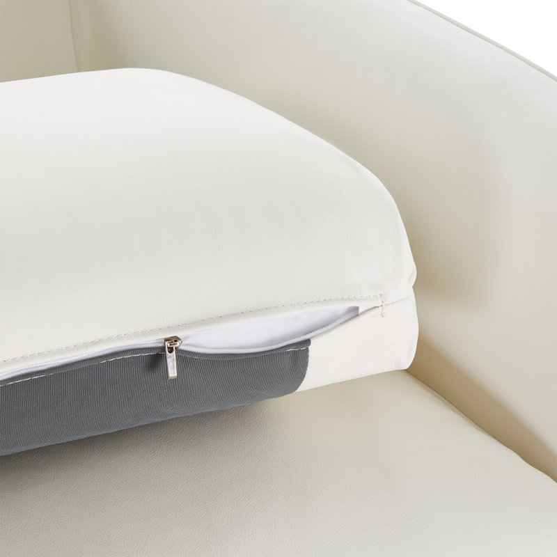 Canapé en cuir véritable 84 po Rae, Cuir imprimé grain supérieur blanc