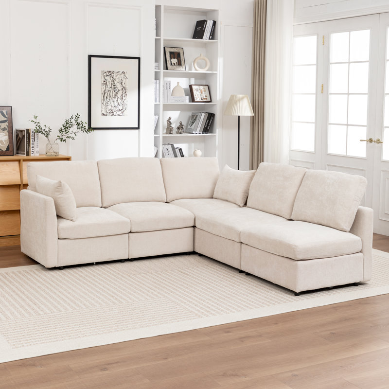 Canapé modulaire rembourré 5 pièces Wilroy, Beige