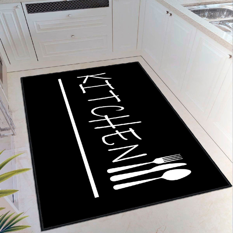 Antibacterial Cotton Area Rug, 2.6 x 6.6 Feet | 100% Cotton, 1200 g/m², 0.4 in Pile Height, Non-Slip PVC Underside | Machine Washable, Elegant White & Black Design | Perfect for Living Room & Bedroom Decor