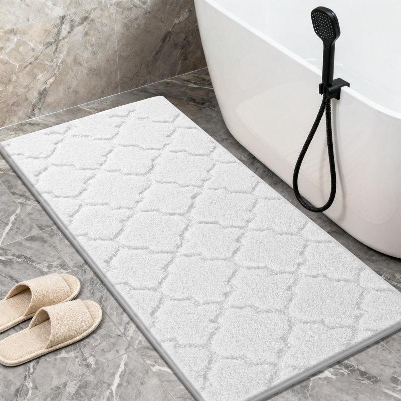 Absorbent Non-Slip Bathroom Rug (Set of 4), White