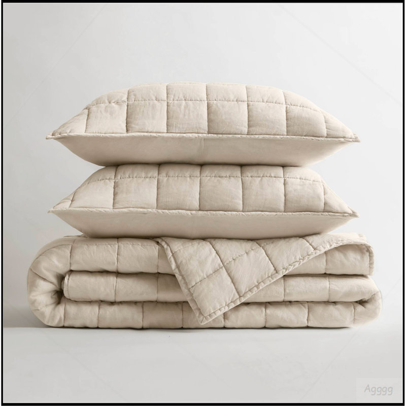 Ensemble de courtepointe en lin 3 pièces, Linen