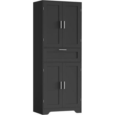 Armoire de rangement de 67 po de hauteur avec tablette réglable et 1 grand tiroir, armoire de rangement blanche avec 4 portes, armoire autoportante pour la salle à manger, le salon, le bureau personnel,